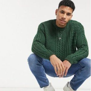OVERSIZED MENS ASOS GREEN KNIT SWEATER